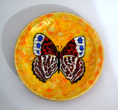 Handmade Ceramic Decorative Plate &quot; Butterfly &quot;. Signed 6.5&quot; - £23.14 GBP