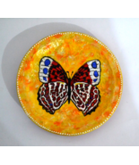 Handmade Ceramic Decorative Plate &quot; Butterfly &quot;. Signed 6.5&quot; - $563.56 MXN