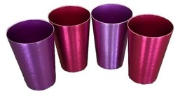 Four (4) ~ Retro Style ~ Aluminum Tumblers ~ PINK/PURPLE ~ 12 Ounce ~ 4.75&quot; Tall - £22.06 GBP