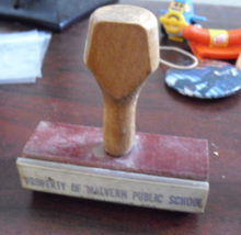 Vintage Rubber and Wood Stamp - Property of Malvern Public School - £22.07 GBP
