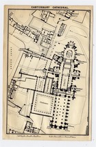 1910 Original Antique Plan Of Canterbury Cathedral / Kent England - £12.08 GBP