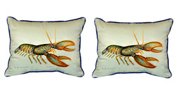 Pair of Betsy Drake Lobster Large Pillows 16 Inch x 20 Inch - £69.81 GBP