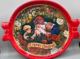 Vtg Christmas Deluxe St Nick Bow Crystal Finish Serving Tray Cookies Pla... - $184.53 MXN