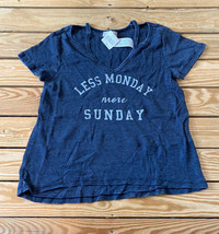 altar’d state NWT Less Monday More Sunday ribbed v neck t Shirt Size S Black R4 - £12.54 GBP