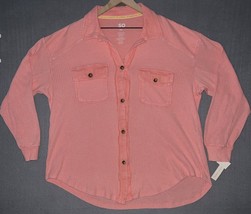 SO Button Down Pink Waffle Knit Women&#39;s Shirt Size 2XL NWT Goods for Life - $19.34