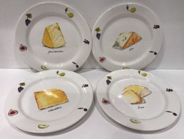 Set of 4 Cheese &amp; Fruit Ceramic Appetizer/Salad Plates by The Cellar - £23.22 GBP