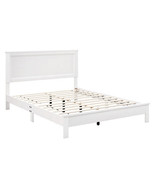 Queen Size Bed Frame Platform Slat High Headboard Bedroom with Rubber Wo... - $9,968.80 MXN