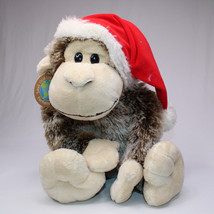 DanDee Collector&#39;s Choice Earthrite Tags Vintage Rare Brown Monkey Red Santa Hat - £9.24 GBP