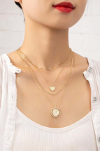 4 row delicate chain choker with heart and coin - £12.53 GBP