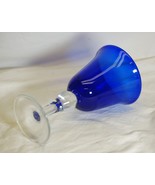 Cobalt Blue Water Goblet Clear Bubble Stem Glass - £17.11 GBP
