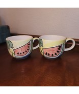 Set of 2 Vintage Colorado Belle Fruit Mugs Watermelon/Grapes/Pineapple - $14.03