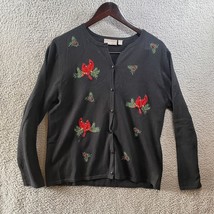 Croft &amp; Barrow Long Sleeve Winter Christmas Sweater Cardinals Holly Size... - $13.50