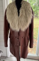 Lantry Leathers Red/Brown Leather Coat With Fur ~ Penny Lane Boho Excell... - €172,00 EUR