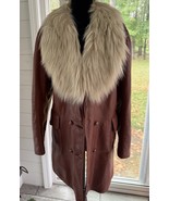 Lantry Leathers Red/Brown Leather Coat With Fur ~ Penny Lane Boho Excell... - €171,42 EUR