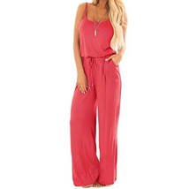 NWT Sullcom Women&#39;s Summer Sleeveless Stretchy Wide Leg Jumpsuit, Small, Red - £9.61 GBP