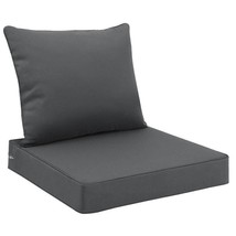 Outdoor Seat Cushion Set 22 x 22 Inch Waterproof &amp; Fade Resistant Dark Gray - £39.43 GBP