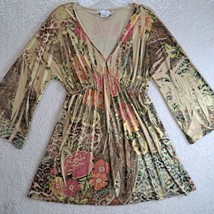 Women’s Daniel Benjamin Sheer Floral Blouse Shirt Size XL Tunic Style - $11.56