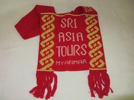 Souvenir Tote Bag SIR ASIA TOURS Myanmar Vintage Red Cloth Embroidered - £23.70 GBP