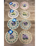 Set Of 8 Floral Woven Hot Plates/Trivets - 7”D - €12,79 EUR