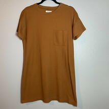 Madewell S Brown Ribbed Knit T-Shirt Dress Pocket Preppy Minimalist Soft... - $320.80 MXN