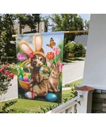 1pc Easter Kitten with Bunny Flag 28x40in Decorative Spring Bunny Rabbit... - £4.82 GBP