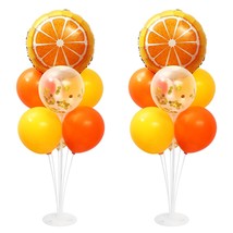 Little Cutie Table Centerpiece Balloons Stand Kit 2 Sets, 2 Huge Orange Fruit Ba - $28.99