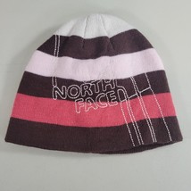 The North Face Beanie Hat Knit One Size Winter Ski Cap Pink Brown Stripe Unisex - $10.99