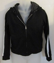 New Prada Black White Stripe Cotton Jersey Zip Front Felpa Blouson Hood ... - $296.01