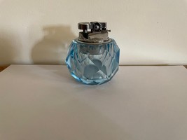 1970s Blue Crystal Table Lighter, Vintage Handcrafted Mechanical Tabletop 1 - $96.16 CAD