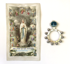 Vintage Miraculous Medal Ring &amp; Card Virgin Mary Size 8.5 Religious Catholic - £11.72 GBP