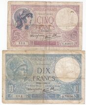France, Set of 2 Different Denomination Banknotes - $16.92