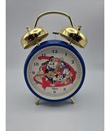 Walt Disney World Mickey Blue Twin Bell Analog Alarm Clock. Battery Oper... - $48.58 CAD
