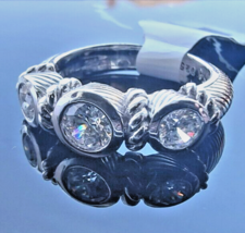 Judith Ripka 925 Sterling Silver Diamonique Past Present And Future Ring Size 6 - $73.87