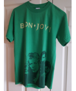 T-Shirt 2007 - 2008 Bon Jovi Concert World Tour S Small Green Cotton Pol... - £23.50 GBP
