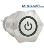 16Mm 12V Momentary Push Button Power Switch Stainless Steel Green Led Wa... - £12.57 GBP