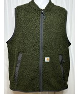 Carhartt Men’s Large Green Deep Pile Fleece Sherpa Vest Work Wear Outdoo... - £28.69 GBP