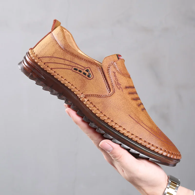 2024 New Men Micro Leather Shoes 38-44 Anti-slip Soft Tendon Bottom Outsole Man  - £64.36 GBP