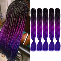 Doren Jumbo Braids Synthetic Hair Extensions 5pcs, black-purple-blue - £20.77 GBP