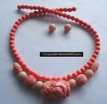 5 Carved Angel Skin Faux Coral Beads Huge 30x22mm Center 68pcs 6mm 16&quot; KIT012 - £11.73 GBP