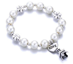 Fashion сharm elastic pearl flower Eiffel tower heart love DLBC05W - £7.22 GBP