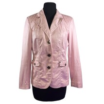 Tanjay Size 8 Women&#39;s Pink Pearl Blazer Jacket W/ Silver Metal Embellish... - £10.89 GBP