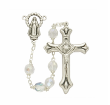 Crystal Beads Miraculous Center Cross Crucifix Rosary Necklace - £40.20 GBP