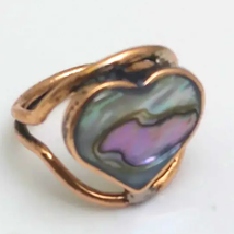 Silverio Blue Pacific Abalone Ascendancy Brut Copper Ring Heart Size 9 - £17.12 GBP