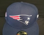 New Era New England Patriots 75th Anniversary Navy Patch Fitted Hat 7 3/4 - £31.86 GBP