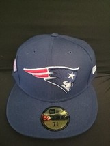 New Era New England Patriots 75th Anniversary Navy Patch Fitted Hat 7 3/4 - £31.84 GBP