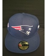 New Era New England Patriots 75th Anniversary Navy Patch Fitted Hat 7 3/4 - £32.03 GBP