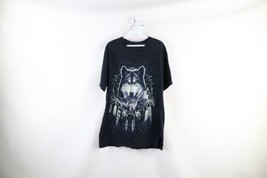 Vintage Streetwear Mens Medium Faded Nature Wolf Dreamcatcher T-Shirt Black - £27.36 GBP