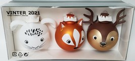 Ikea Vinter 2021 Animal Christmas Ornaments Decoration 3 Ball Set Fox Hare Deer - £37.94 GBP