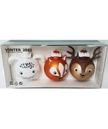 Ikea Vinter 2021 Animal Christmas Ornaments Decoration 3 Ball Set Fox Ha... - £35.45 GBP