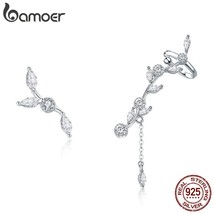 Genuine 925 Sterling Silver Plum Blossoming Flower Branch Stud Earrings for Wome - £18.09 GBP